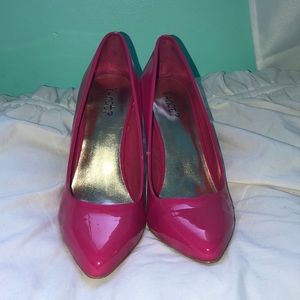 Hot pink leather stilettos